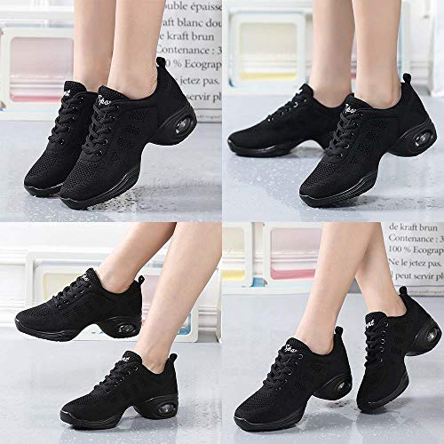 CERYTHRINA Women's & Men's Jazz Sneakers with Air Cushion, Black, 8 Women / 7 Men