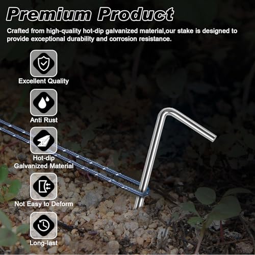 7 Inch Heavy Duty Tent Stakes - 18 Pack Metal Garden Pegs