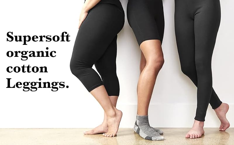 Maggie's Organic Cotton Base Layer Leggings - Large Black Ankle Length, Soft & Stretchy