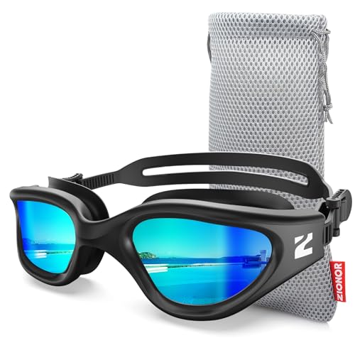 ZIONOR G1 Air Polarized Swim Goggles Adult, Black Frame Gold Lens, Anti-Fog