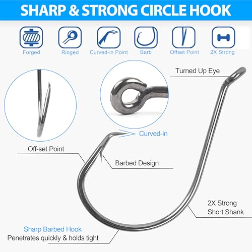Circle Fishing Hooks - 150pcs 8# Octopus Hooks for Catfish & Bass