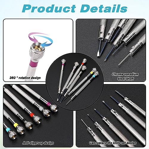 8 Pieces Professional Watch Screwdriver Set Micro Precision Screwdriver Set 0.6-1.6 mm Watch Repair Screwdriver Set with 2 Tweezers for Watch Eyeglasses Repair Jewelry Work Electronics Repair