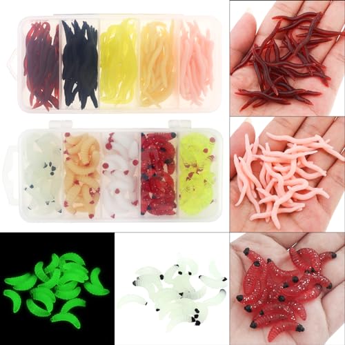 250pcs Soft Plastic Fishing Worms Lures - Realistic Bait for All Fish