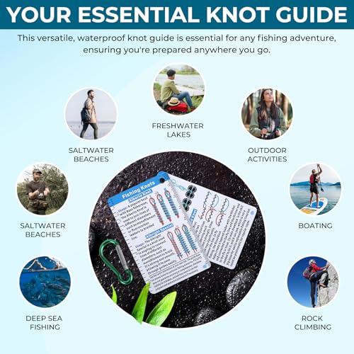 Fishing Knot Tying Tool - 25 Waterproof Knot Cards for Beginners