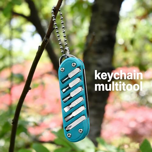 7-in-1 EDC Pocket Knife Multitool - Keychain Tool, Blue, 2.8"