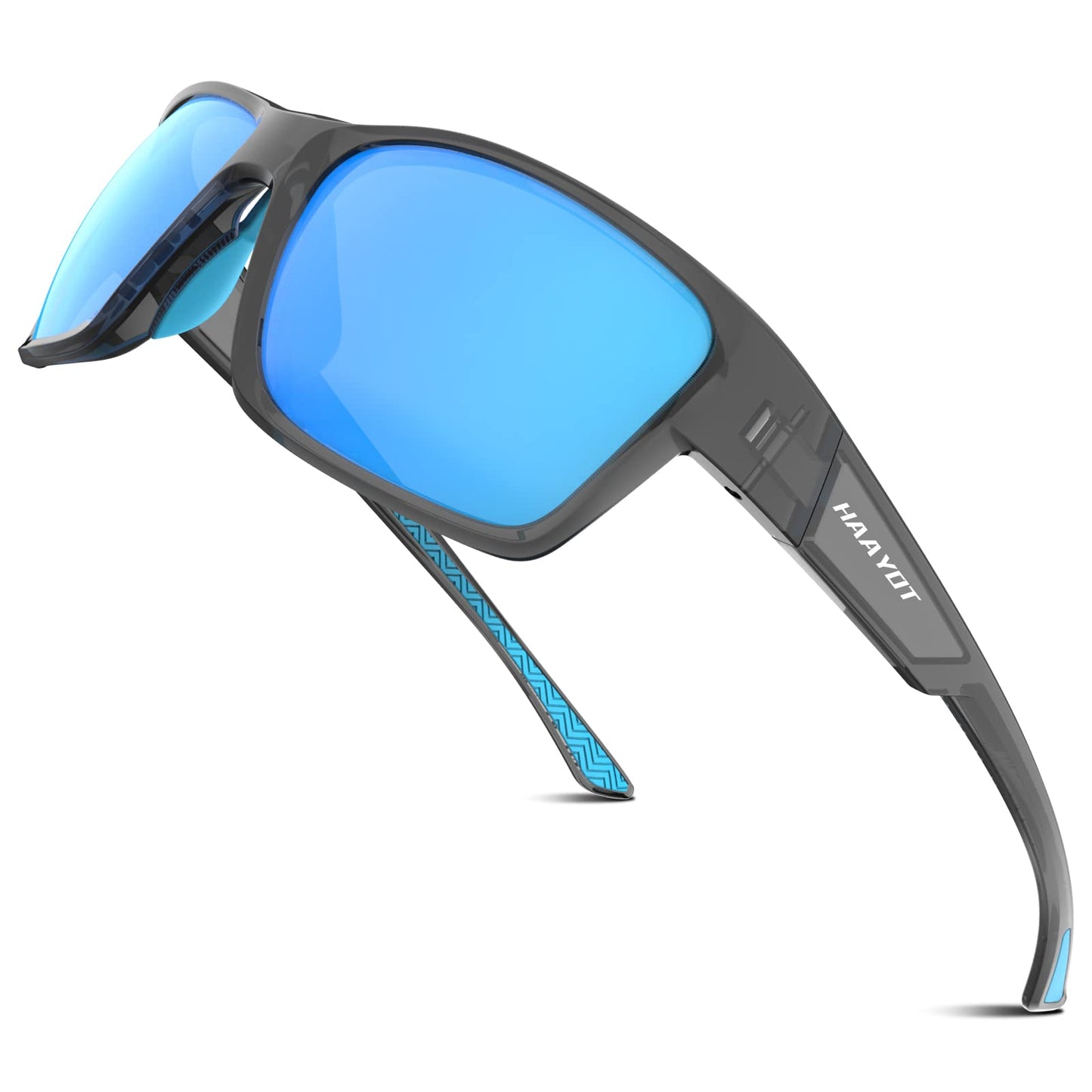 HAAYOT Polarized Sports Sunglasses for Men Women, Fishing Cycling Running Driving Golf Glasses,UV Protection,Lake Blue Gray HYF03