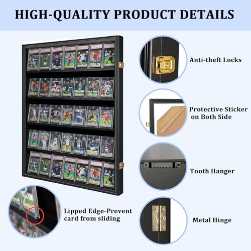 Wall-Mounted Sports Card Display Case for Graded Cards | Matte Black
