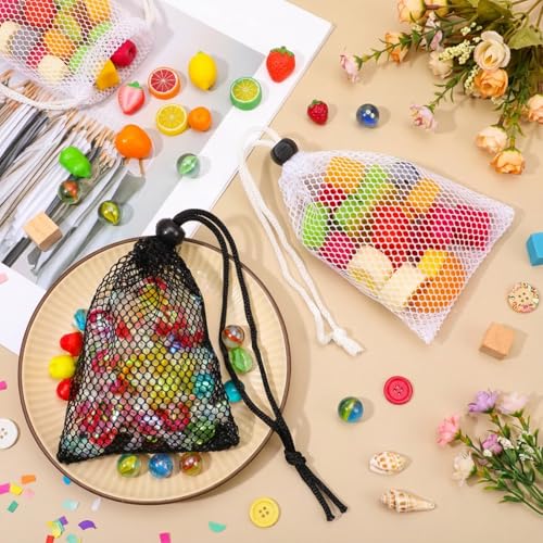 10 Pcs Small Mesh Drawstring Bags - Nylon Storage Bags for Organizing