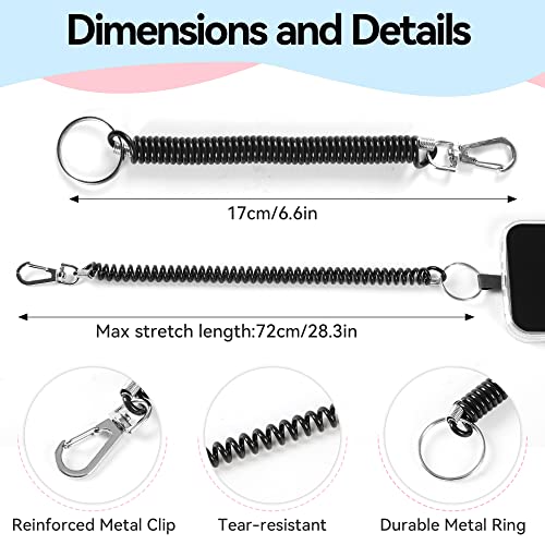 Retractable Coil Spring Keychain - 12pcs in 6 Colors