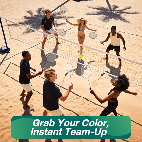 Lightweight Badminton Racket Set - 6 Rackets & 12 Birdies - 2 Colors