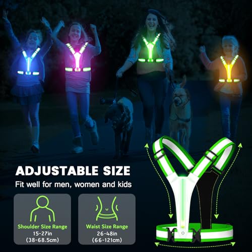 Fokia Kunbio LED Reflective Running Vest with Colorful Lights – Rechargeable Night Safety Gear for Women Men Kids