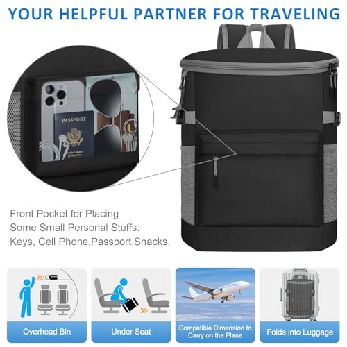 Tenot Insulated Cooler Backpack 33/40 Cans Leakproof Travel Lunch Bag
