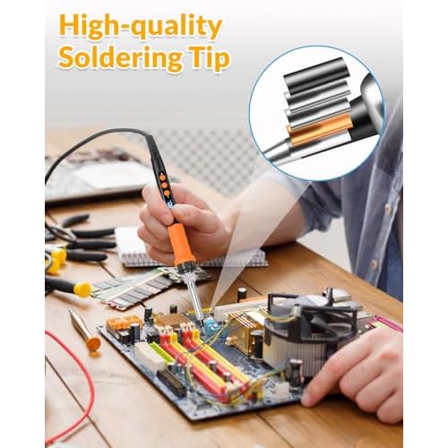 Soldering Iron Kit, 100W High Power Soldering Iron, Fast Heating, Digital Display Temperature Control Accurate 356¡ÆF-896¡ÆF, Portable Soldering Kit with Protective Cap, Automatic Sleep Mode