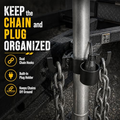 Aluminum Trailer Chain Holder with 7-Way Plug Organizer