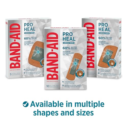 Band-Aid Pro Heal Extra Large Waterproof Adhesive Bandages, 5 Count (Pack of 2)