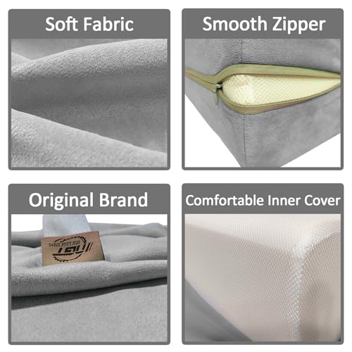 Yoga Bolster Pillow for Meditation - Grey Soft Fabric Cushion