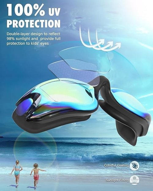 Aegend Swim Goggles - 3 Pack Kid-Friendly Swimming Goggles for Ages 3-14 | Comfort Fit & Anti-Fog