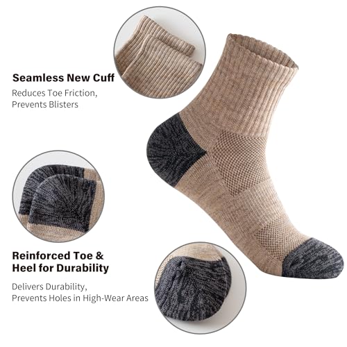 Mottee&Zconia Men’s Cushioned Ankle Socks 5-Pack Multicolor – Moisture-Wicking Work & Daily Comfort (8-10) 5 Pairs