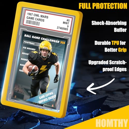 Graded Card Slab Case with Shockproof Bumper - Yellow - Trading Card Holder