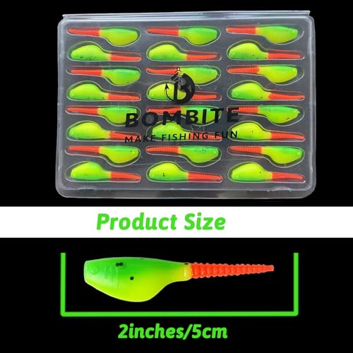Crappie Lures Kit - Soft Plastic Fishing Lures, 24 Packs - Green-Yellow-Red