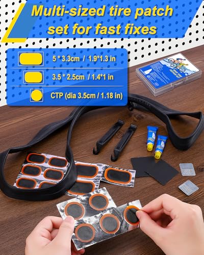 Bike Tire Repair Kit - Portable Patch Kit with Glue & Levers