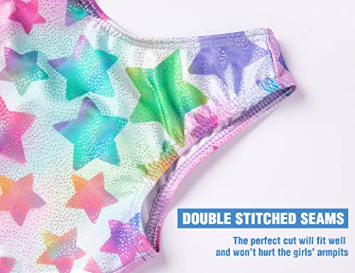 Girls' Gymnastics Leotard One Piece Biketard - Rainbow Star 4-5T