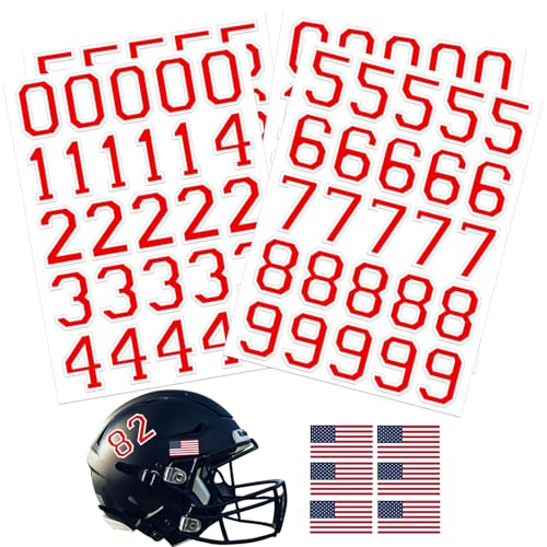 108 Pcs Waterproof Sports Helmet Number Stickers - Red-White
