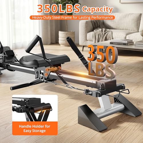 Foldable Magnetic Rowing Machine for Home - Wood Finish