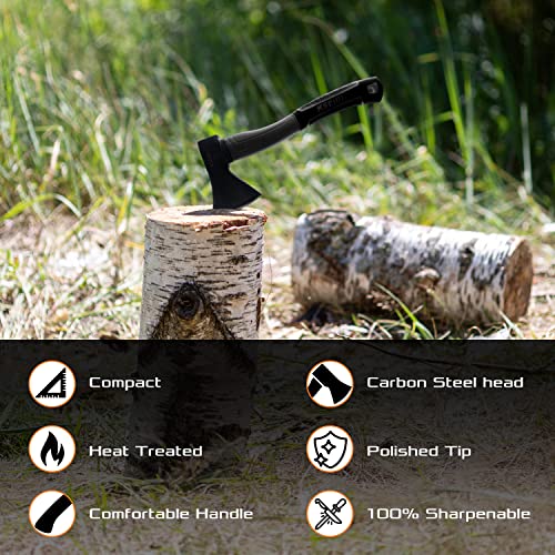 KSEIBI 14-Inch Wood Hatchet, Black, Small Outdoor Camp Axe 274151