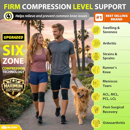 Knee Compression Sleeve Support Wrap for Pain Relief - Black / Small (1 Pair)