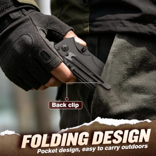 Freelander Black Tactical Pocket Knife 5-in-1 EDC Folding Tool for Men