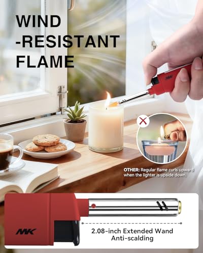 MK Lighters Hue-10pc Refillable Windproof Candle & BBQ Lighters - Multipurpose Outdoor Flame