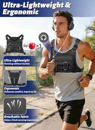Lightweight Running Chest Pack for Men & Women with Phone Holder
