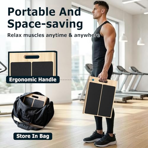 Black Wooden Slant Board for Calf Stretching, Adjustable Angles, 300lb Capacity