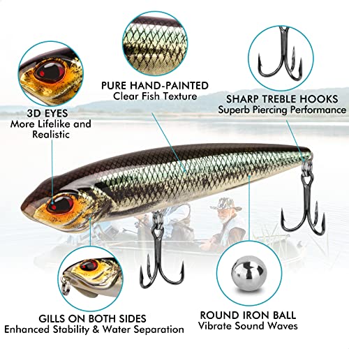 TRUSCEND E3-3.5" 0.4oz Floating Popper Lure for Freshwater & Saltwater Bass Pike