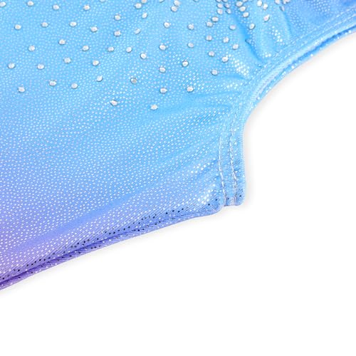 Girls' Gradient Blue Purple Gymnastics Leotard - Unicorn Design