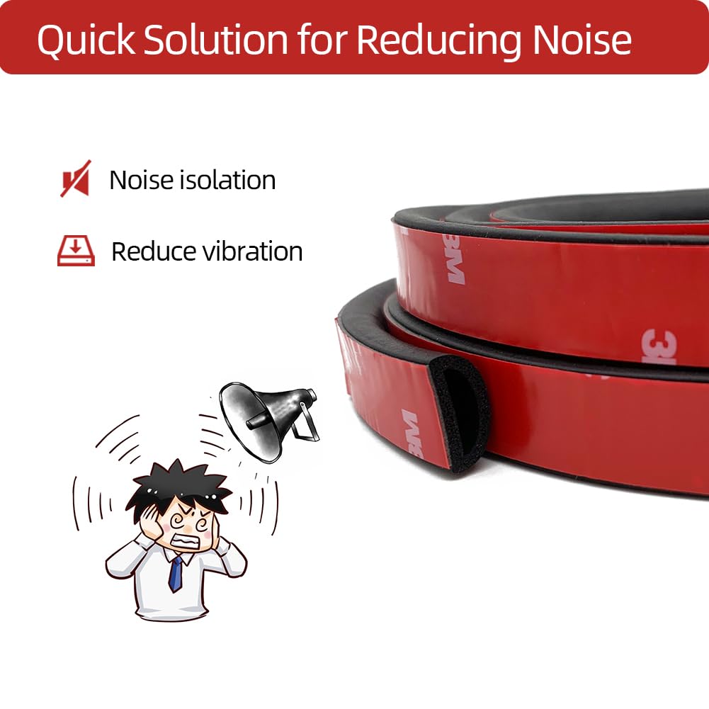 Aroilder Foam Rubber Seal Strip, Self-Adhesive D Shape EPDM Rubber Weather Stripping for RV, Boat, Auto, Truck, Marine, Garage Doors/Window and More, W:1"; H:0.5",13Ft