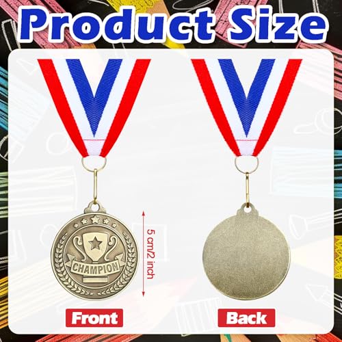 30 Pcs Champion Medals with Neck Ribbons - 2 Inch Awards