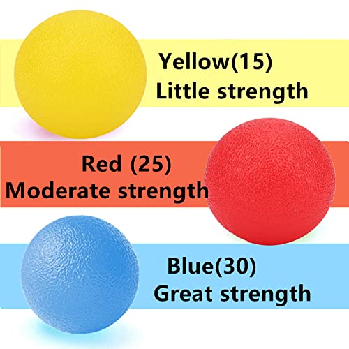 3 Pack Stress Relief Hand Exercise Balls - Silicone Therapy Balls