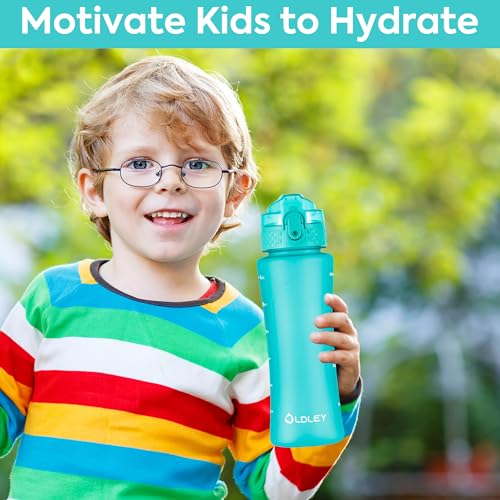 Kids Water Bottle with Straw Lid - 15 oz Leak-Proof Mint
