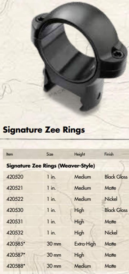 Burris Optics Signature Zee Rings Medium, 1"", Weaver Style, Nickel, High (420532)
