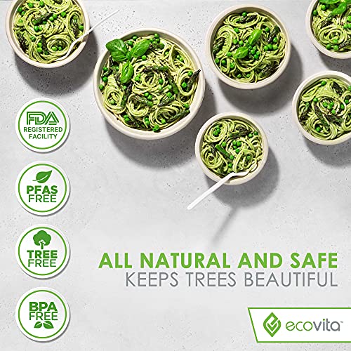 Ecovita Large 100% Compostable Paper Plates - 9 Inch, Eco Friendly, Sturdy, Tree-Free, 150 Pack