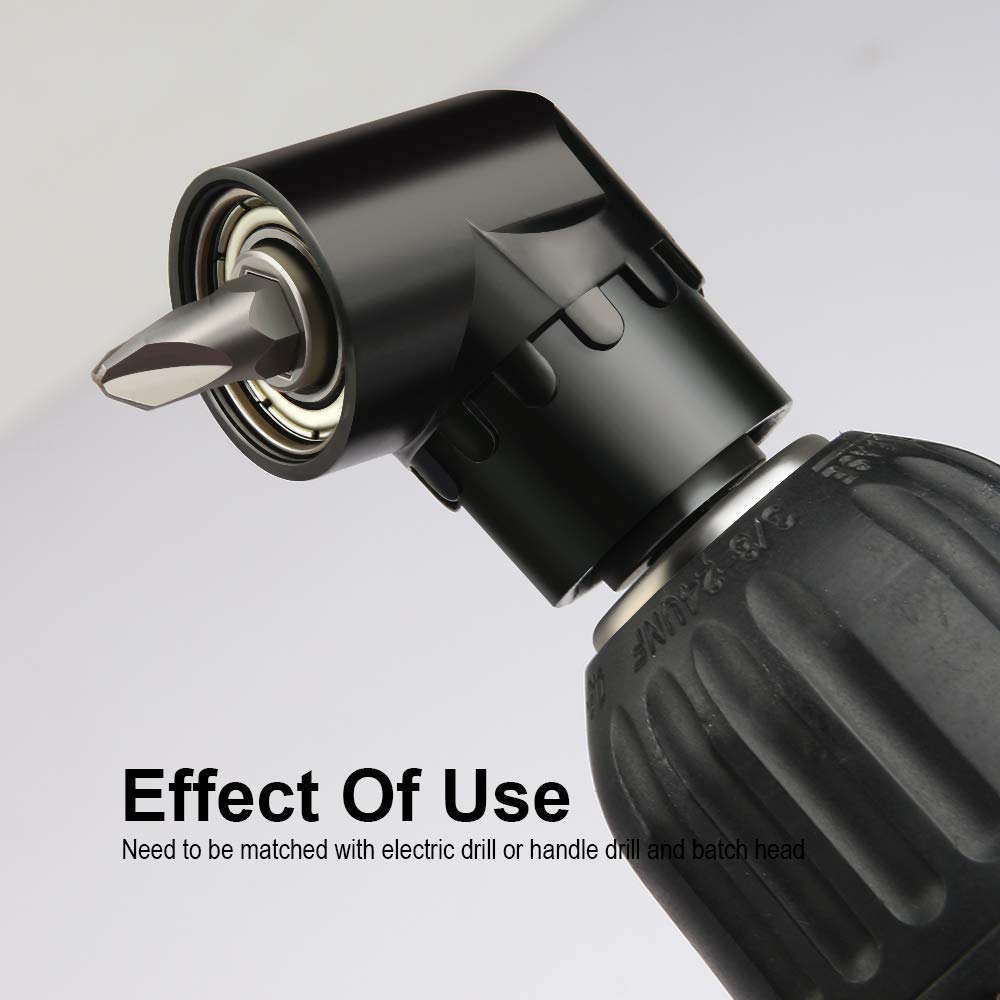 HOOOWOOO 105 Degree Right Steel Angle Driver Angle Extension Power Screwdriver drill with 1/4 Drive Hex Bit Quick Magnetic Drill Bit Angled bit Power Drill Tool,Multifunction Right Angle Drill