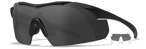 Wiley X Vapor Tactical Ballistic Shooting Sunglasses Matte Black Frame with Smoke Grey and Clear Lens Shields
