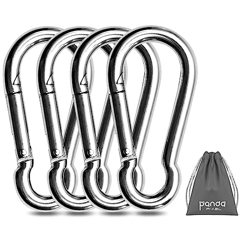 Heavy Duty Carabiner Clips - 1000lbs, 4pcs 3.15 Inch Silver