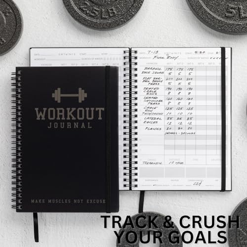 Workout Journal - Fitness Training Planner for Men & Women - Black