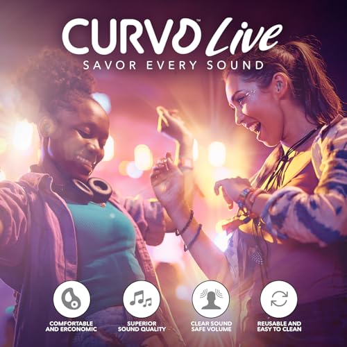 CURVD Live Stylish High-Fidelity Concert Earplugs for Live Events up to 14 dB Noise Reduction, 5 Tip Sizes & Carry Case