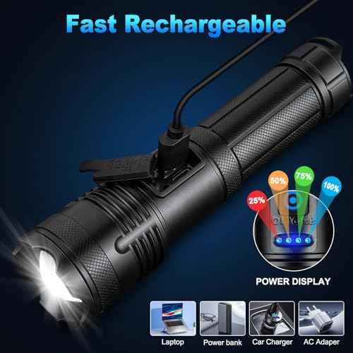 KINGCAESAR Flashlights 90,000 High Lumen - 2 Pack, Ultra Bright Rechargeable Flashlight with 7 Light Modes, LED Flash Light with High Power Battery, IPX7 Waterproof for Home Camping