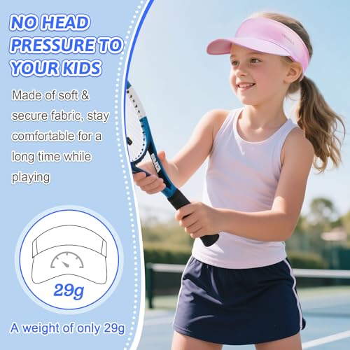 Kids Sun Visor Hats for Girls & Boys Pink Packable Cooling Stretchy Visor