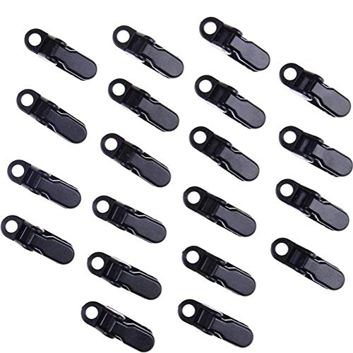 20 Pack Small Tarp Clips - Durable Black Tent Snaps for Camping